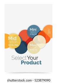 Business layout - select your product with sample options. A4 size geometric template. Brochure - flyer, presentation or web design background