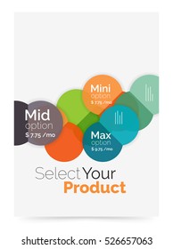 Business layout - select your product with sample options. A4 size geometric template. Brochure - flyer, presentation or web design background