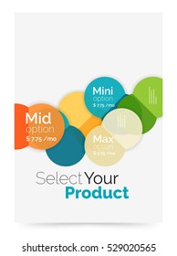 Business layout - select your product with sample options. A4 size geometric template. Brochure - flyer, presentation or web design background