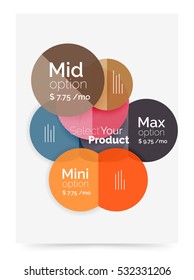 Diseño de negocio: seleccione su producto con opciones de ejemplo. Plantilla geométrica de tamaño A4. Folleto: folleto, presentación o diseño web
