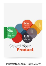 Business layout - select your product with sample options. A4 size geometric template. Brochure - flyer, presentation or web design background