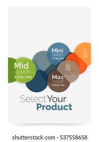 Business layout - select your product with sample options. A4 size geometric template. Brochure - flyer, presentation or web design background