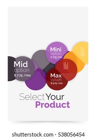 Business layout - select your product with sample options. A4 size geometric template. Brochure - flyer, presentation or web design background