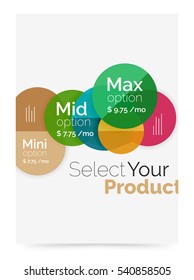 Layout de negócios - selecione seu produto com exemplos de opções. Modelo geométrico de tamanho A4. Folheto - folheto, apresentação ou web design background