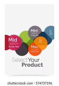 Business layout - select your product with sample options. A4 size geometric template. Brochure - flyer, presentation or web design background
