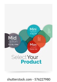 Business layout - select your product with sample options. A4 size geometric template. Brochure - flyer, presentation or web design background