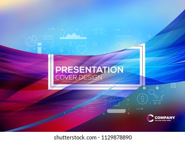 Business layout template. Presentation cover design. Colorful abstract background. Vector illustration