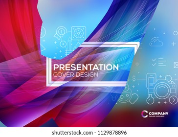 Business layout template. Presentation cover design. Colorful abstract background. Vector illustration