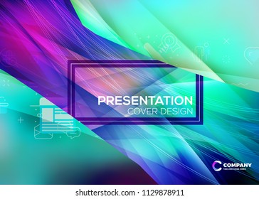 Business layout template. Presentation cover design. Colorful abstract background. Vector illustration