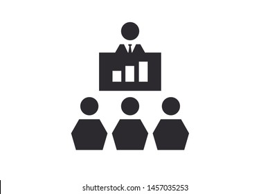 Business lead presentation on the team black icon vector 