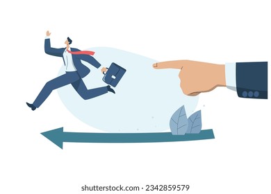 Business leader with confidence in success, Mentor to employees or beginners, Business development successful organization, Big hand pointing directs the way forward,
Vector design illustration.