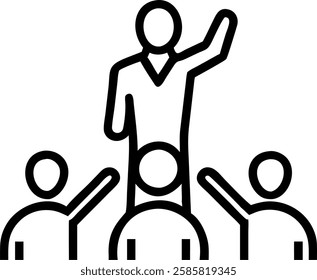 Business leader empowering team members on plain background concept as Business leader empowering team members and providing motivation on a desk with a plain background symbolizing empowerment and gr