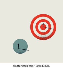 Business leader with goals and objectives, vector concept. Symbol of ambition, motivation. Minimal eps10 illustration.