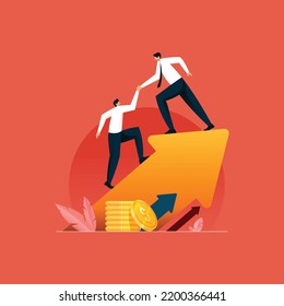 Business Leader Help Employee to Climb at Target, Team Support and Goal Achieve illustration vector concept