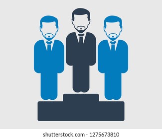 Business leader Icon. Male symbol  on podium. Flat style vector EPS.