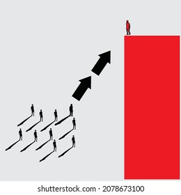 Business leader and leadership concept with businessm and flashlight. Symbol of successful manager, visionary, having direciton and ambition. Eps10 illustration.