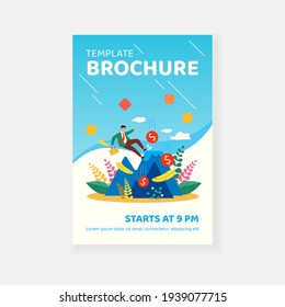 Business leader making mistake and falling down from top of mountain. Careless bankrupt losing money. Vector illustration bankruptcy warning, loss prevention, error, financial failure concept
