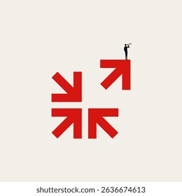 Business leader, stand out of the crowd vector concept. Symbol of unique strategy, plan, visionary. Minimal design eps10 illustration