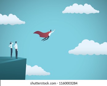 Business leader as superhero vector concept. Symbol of power, leadership, success, ambition and achievement. Eps10 vector illustration.