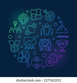Business Leader vector concept round colored outline illustration on dark background