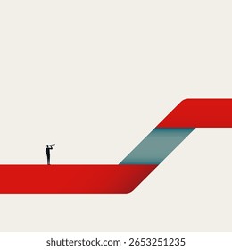 Business leader and vision vector concept. Symbol of new career opportunity, success, growth. Minimal design eps10 illustration.