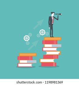 Illustration Businessman Walking Upward On Book Stock Vector (royalty 