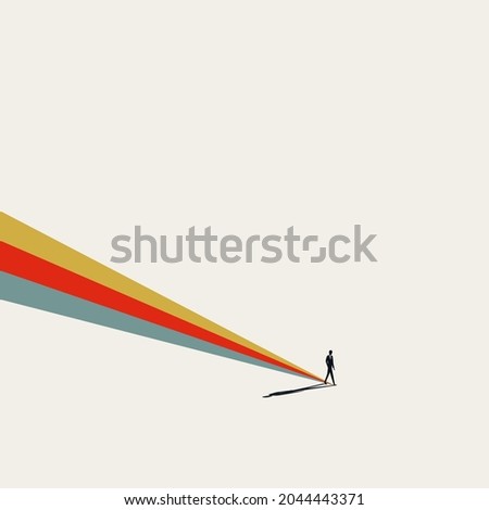 Business leader walking new path, vector concept. Symbol of leadership, direction, future, ambition. Minimal eps10 illustration