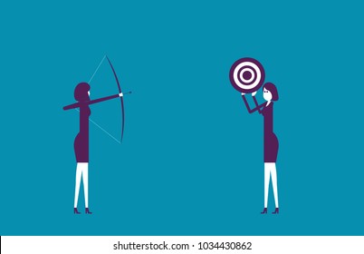 Business leaders aim at the target. Vector illustration business success concept.