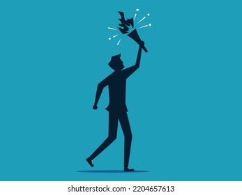 Business leaders. Businessman with torches. business concept vector