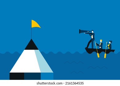 Business leaders lead their business to success with a vision of seeing new channels. to promote the business to grow