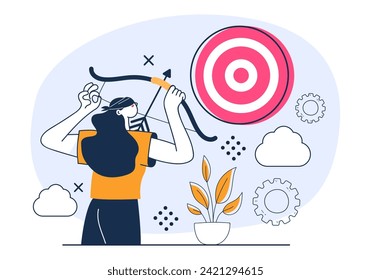 Business leadership blindfold opportunity strategy concept. Vector flat graphic design illustration