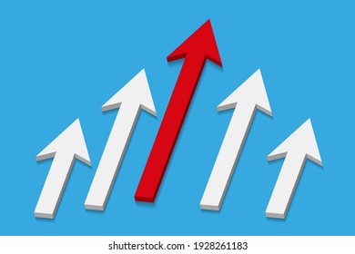 Business and leadership concept. Arrows of different sizes. Vector illustration