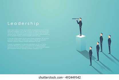 Business Leadership Concept With Businessman Standing On Pillar. Manager, Executive Position Vector Wallpaper. Eps10 Vector Illustration.