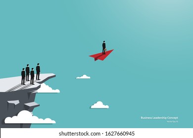 Business leadership concept and paper airplane. Vision, Growth, Achievement, Vector illustration flat design