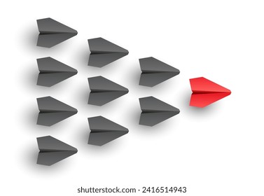 Business and leadership concepts. The planes follow the leader who leads them. Vector illustration