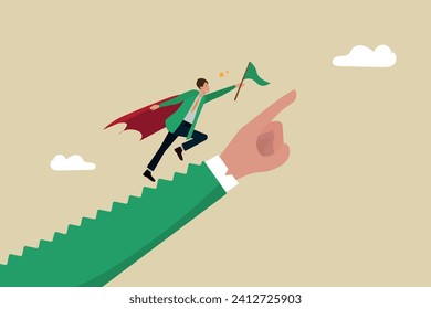 Business leadership, Growth strategy,Make a roudmap,  career path development or growing business, Forward to the goal, Businessman running up the stairs