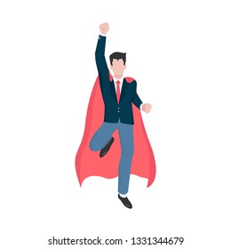 Business leadership as a hero concept for successful, achievement and the winner manager in business competition. Flat design characters vector illustration isolated on white background.