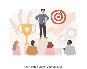 Business leadership isolated concept vector illustration. Company management, goal achievement, take action, tackling competition, inspiration, high performance, solving problems vector concept.