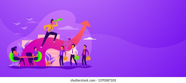 Business leadership, managing skills, leadership training plan and success achievement concept. Vector banner template for social media with text copy space and infographic concept illustration.