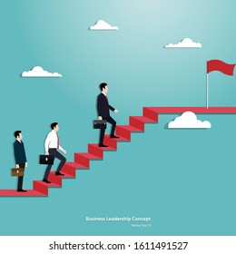 Business leadership of successful, Step to the goal, Achievement, Teamwork, Business finance concept, Leadership and employee in business, Vector illustration flat