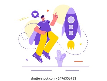 Business Leadership Vector Illustration with A Businessman Leader Helping the Team Develop Themselves to Achieve Success in a Flat Cartoon Background