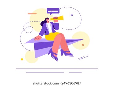 Business Leadership Vector Illustration with A Businessman Leader Helping the Team Develop Themselves to Achieve Success in a Flat Cartoon Background