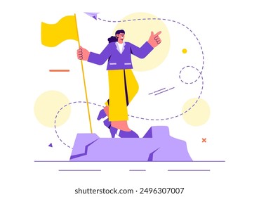 Business Leadership Vector Illustration with A Businessman Leader Helping the Team Develop Themselves to Achieve Success in a Flat Cartoon Background