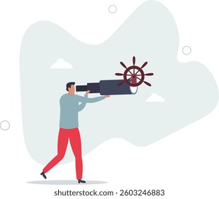 Business leadership and visionary to lead company success, career direction or work achievement concept.flat character life .