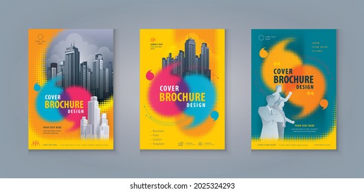 Business Leaflet Brochure Flyer template design. Corporate book cover template, Abstract Colorful Speech Bubbles, Speech Bubble in halftone, halftone dot, flyer, leaflet, Booklet, cover brochure