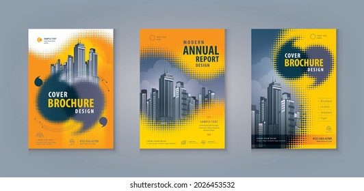 Business Leaflet Brochure Flyer Template Design. Corporate Book Cover Template A4 Size, Abstract Black Speech Bubbles, Speech Bubble In Halftone, Halftone Dot, Flyer, Leaflet, Booklet, Display, Banner