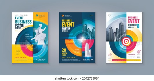 Business Leaflet Brochure Flyer template Design Set. Abstract Colorful Arrow and Target, Corporate book cover design template, Path to the goal, Concept growth to success, Reach the target