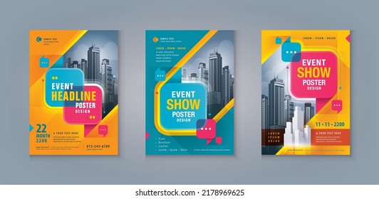 Business Leaflet Brochure Flyer template Design Set. Corporate Flyer Template A4 Size, Abstract Colorful Square Speech Bubbles, Corporate book cover design, leaflet, Booklet, exhibition display banner