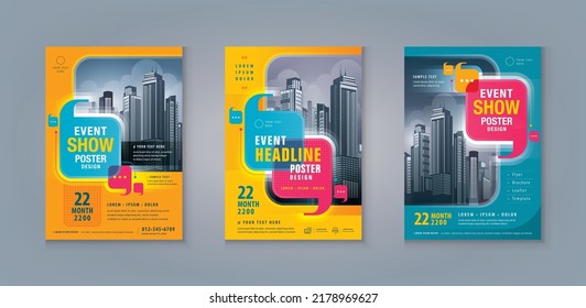 Business Leaflet Brochure Flyer Template Design Set. Corporate Flyer Template A4 Size, Abstract Colorful Square Speech Bubbles, Corporate Book Cover Design, Flyer, Leaflet, Booklet, Display, Banner