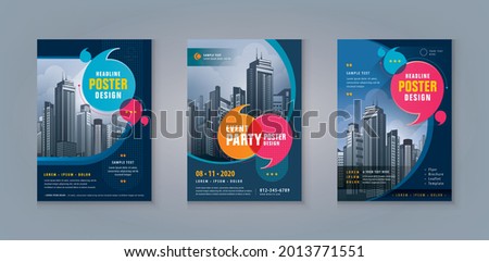 Business Leaflet Brochure Flyer template Design Set. Corporate Flyer Template A4 Size, Abstract Speech Bubbles, Corporate book cover design template, flyer, leaflet, Booklet, cover brochure, poster 商業照片 © 